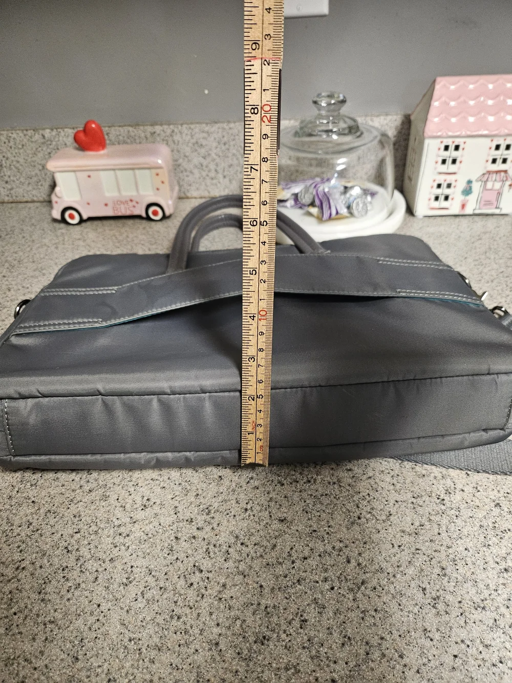 Knomo London Hanover Gray Nylon Leather Laptop Briefcase Bag Work Travel
